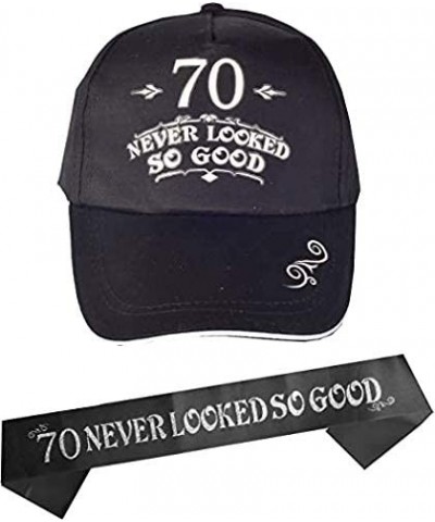70th Birthday Gifts for Men- 70th Birthday Hat and Sash Men- 70 Never Looked So Good Baseball Cap and Sash- 70th Birthday Par...