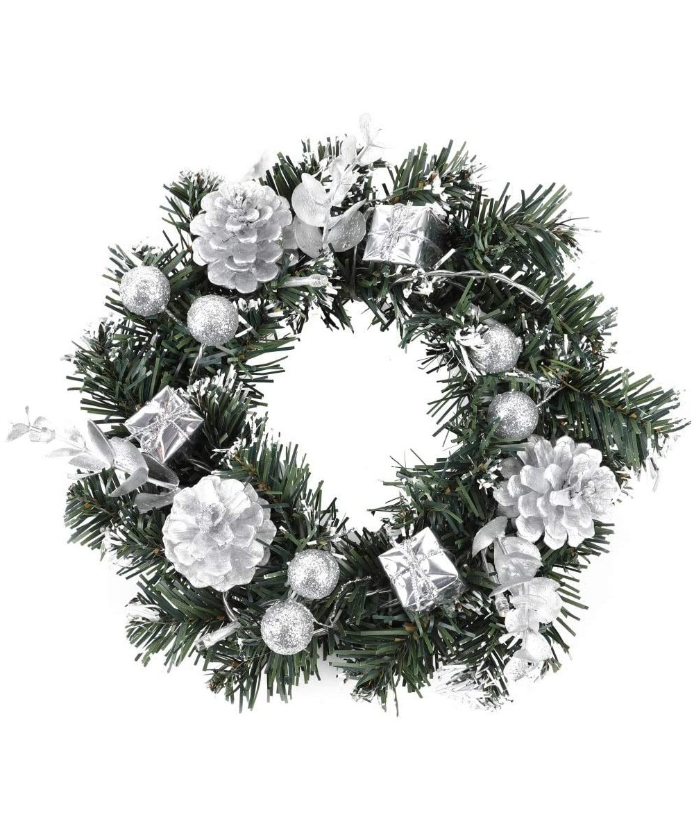 Christmas Wreath for Front Door- 3 Sizes 9/11/15 Inch with LED String Light Battery Operated Home Decor for Christmas Party I...