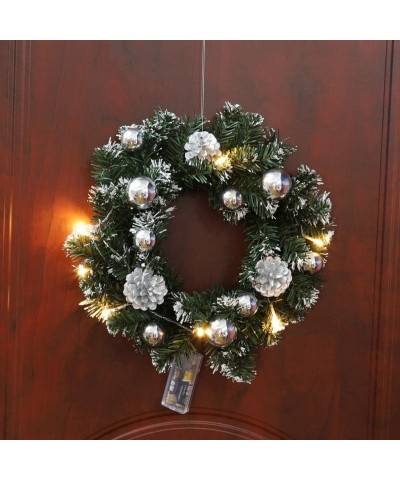 Christmas Wreath for Front Door- 3 Sizes 9/11/15 Inch with LED String Light Battery Operated Home Decor for Christmas Party I...