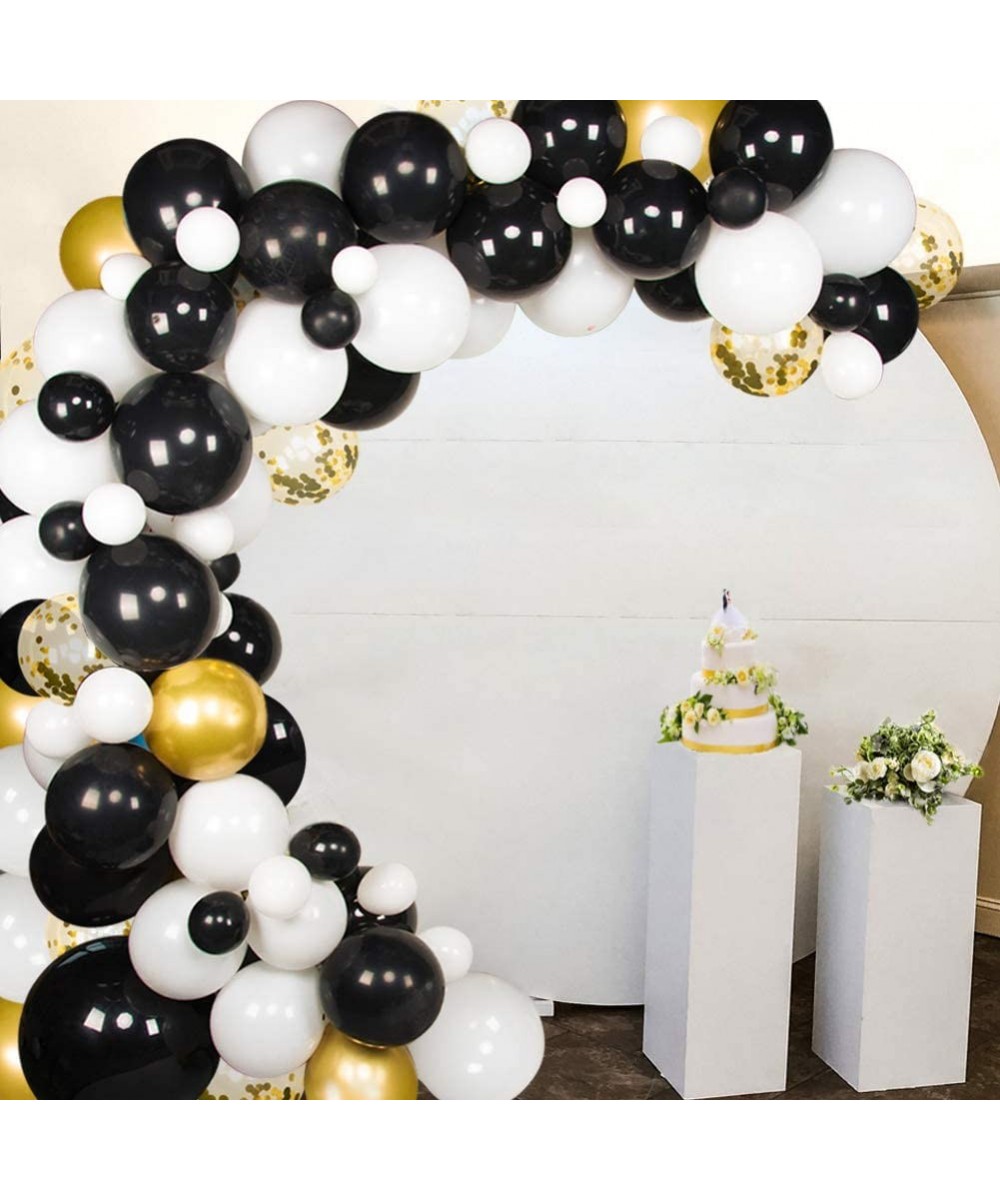 Black White Balloon Garland 129 Pcs Black Balloon Garland Kit with Gold Confetti and Metallic Gold Balloons for Wedding Baby ...