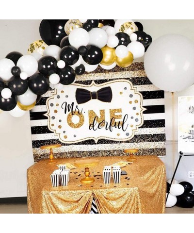 Black White Balloon Garland 129 Pcs Black Balloon Garland Kit with Gold Confetti and Metallic Gold Balloons for Wedding Baby ...