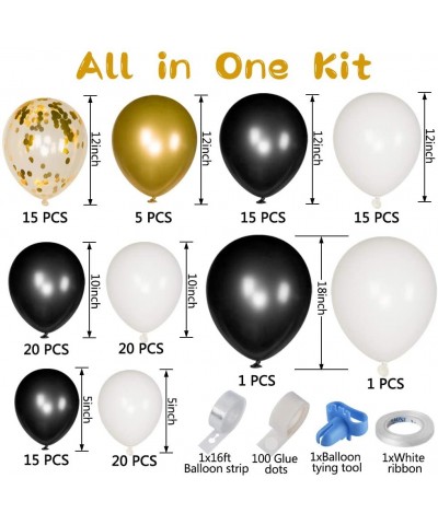 Black White Balloon Garland 129 Pcs Black Balloon Garland Kit with Gold Confetti and Metallic Gold Balloons for Wedding Baby ...