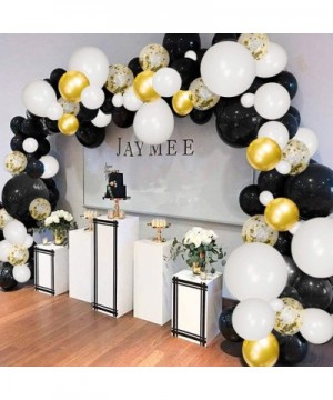 Black White Balloon Garland 129 Pcs Black Balloon Garland Kit with Gold Confetti and Metallic Gold Balloons for Wedding Baby ...