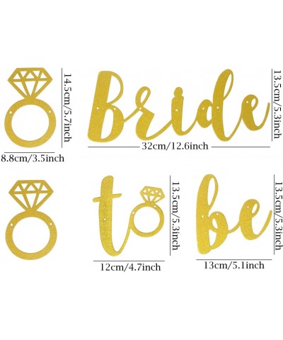 Glitter Gold Bride to Be Banner with Diamond Ring- Bridal Shower Party Supplies Decorations (Gold) - Gold - CU18LQDA2Y4 $7.49...