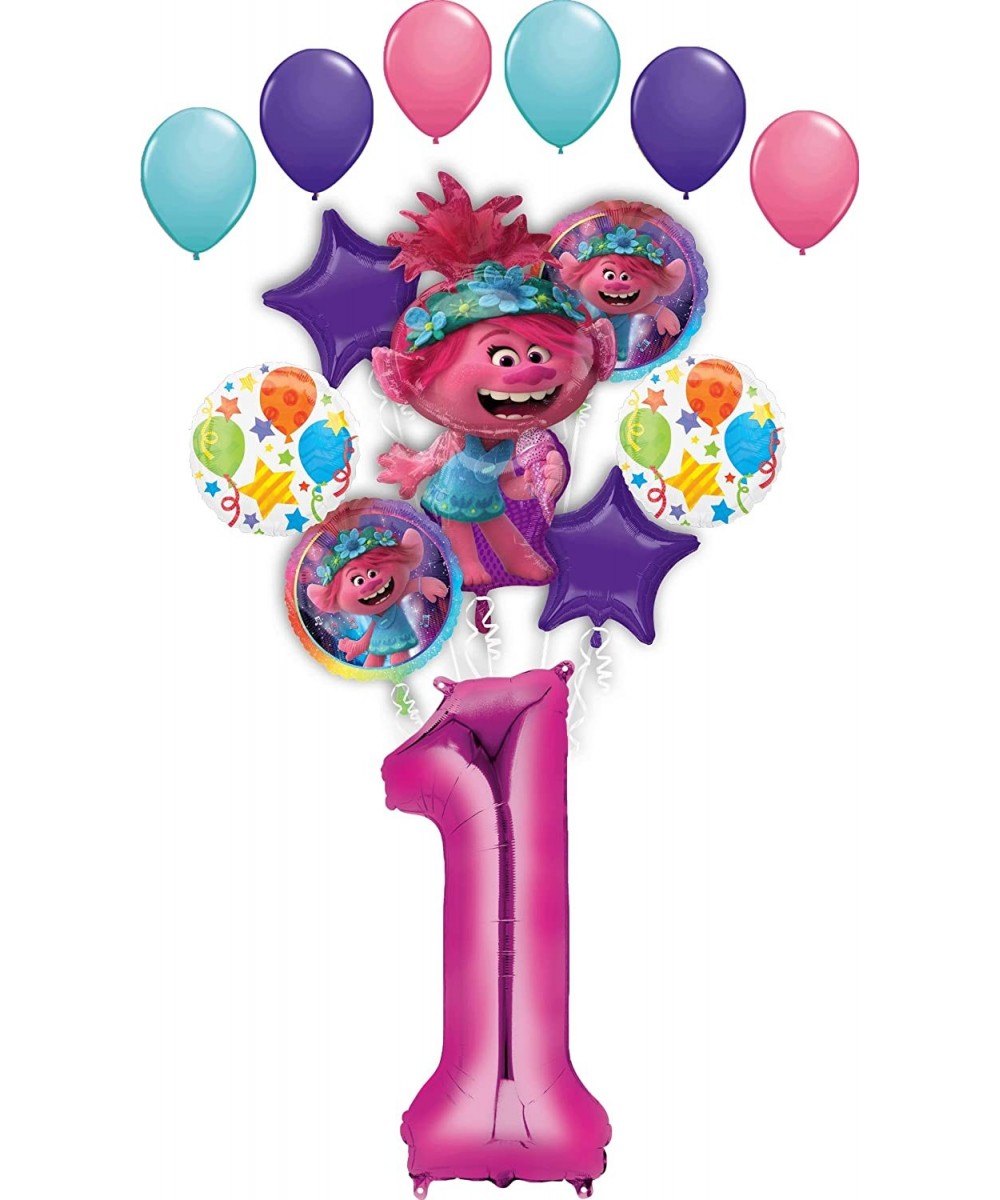 Trolls World Tour 1st Birthday Party Supplies Poppy Balloon Bouquet Decorations - CV194D62XQS $19.66 Balloons