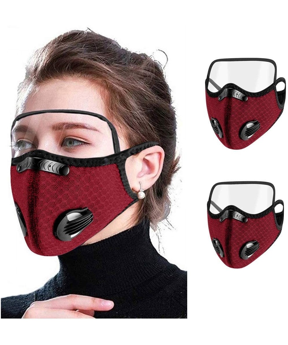 Face Protective Shield with Breathing Valves- Upgraded Cotton Face Bandana- Face Guard with Eye Shield- Dustproof Outdoor Spo...