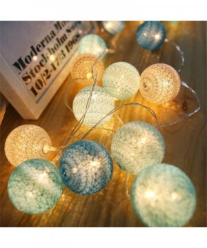 Cotton Ball String Lights - 3M 20LED Blue/White Ball String Lights- Battery or USB Powered Cotton Ball String Light Indoor De...