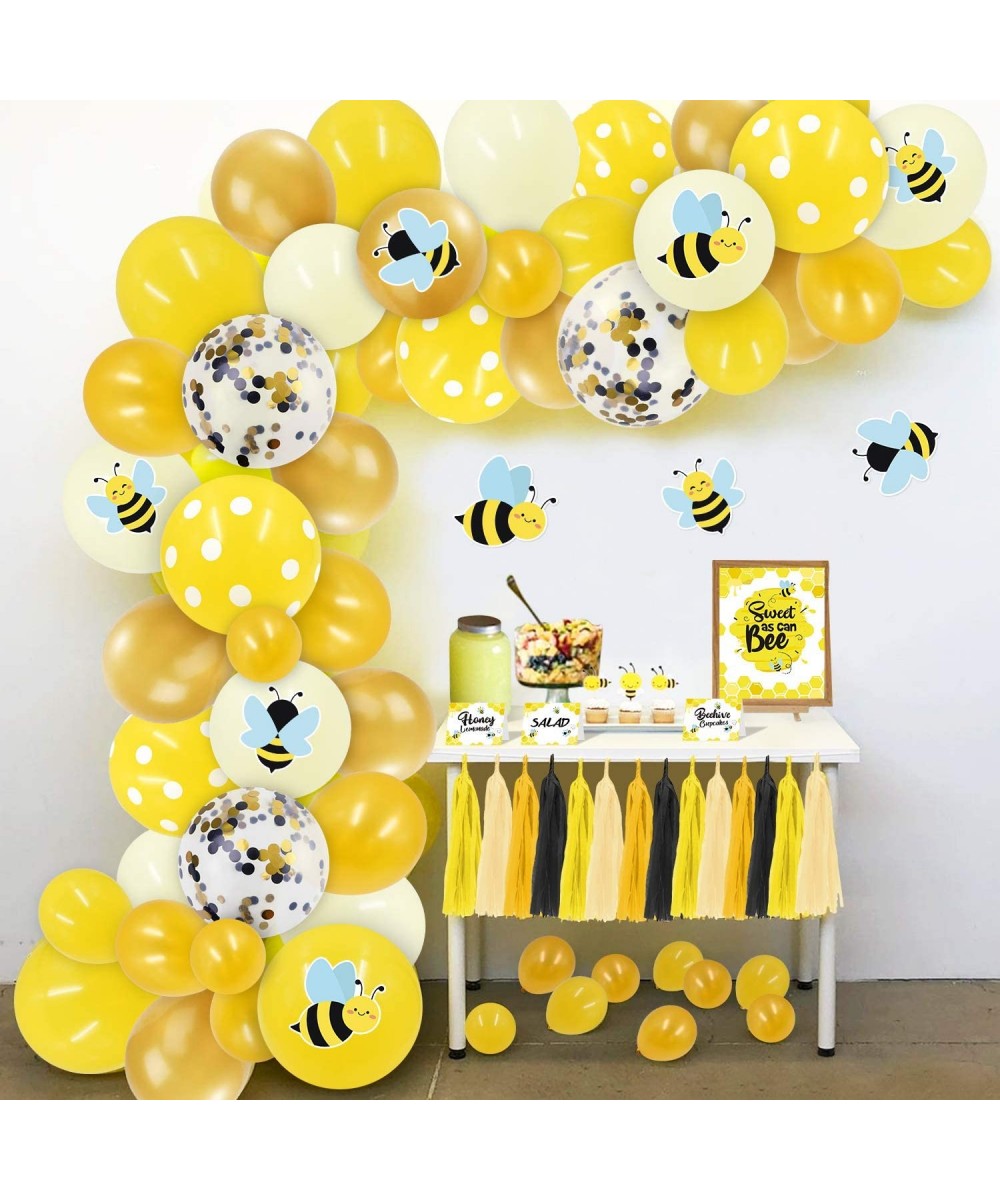 Bee Baby Shower Party Decor(138pcs)with Food Labels-Bee Bar Sign-Thank You Tags-Tissue Paper Tassels-Cardstock Stickers-Ballo...