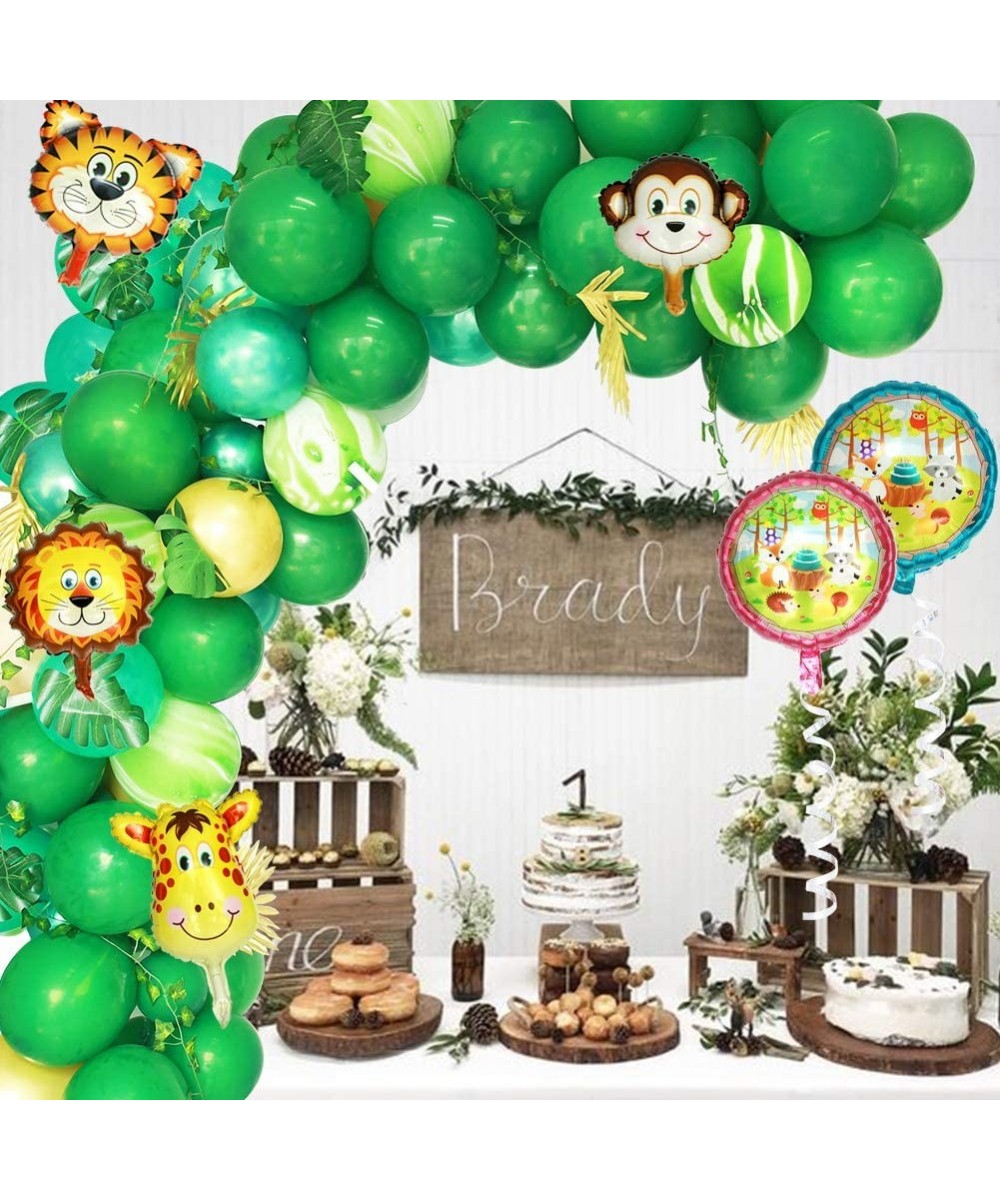 Jungle Safari Baby Shower Theme Party Decoration Green Balloon Garland Arch Kit Green Gold Leaves Dinosaur Birthday Forest Co...
