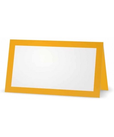 Squash Yellow Place Cards - Flat or Tent - 10 or 50 Pack - White Blank Front with Color Border - Placement Table Name Seating...