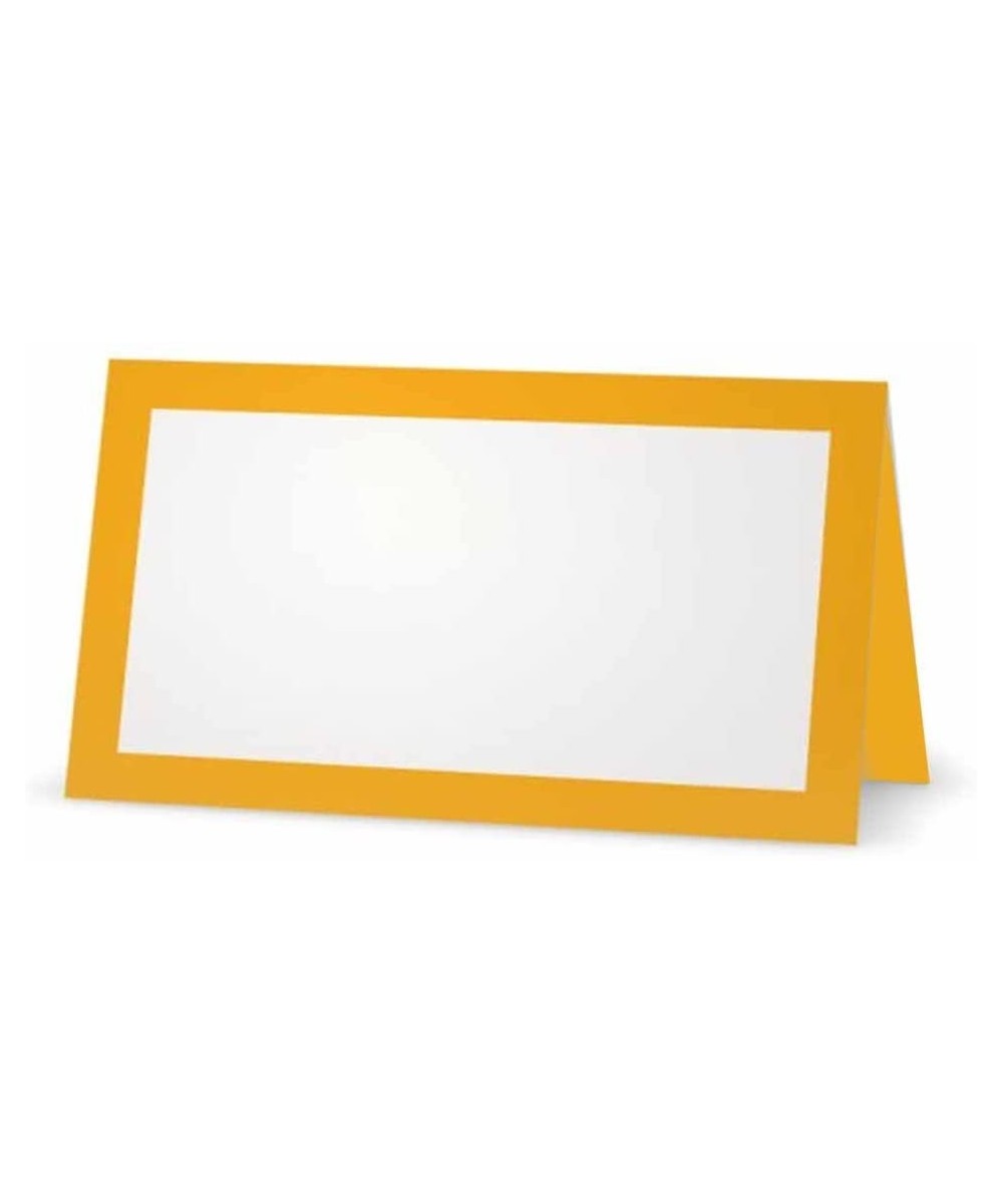 Squash Yellow Place Cards - Flat or Tent - 10 or 50 Pack - White Blank Front with Color Border - Placement Table Name Seating...