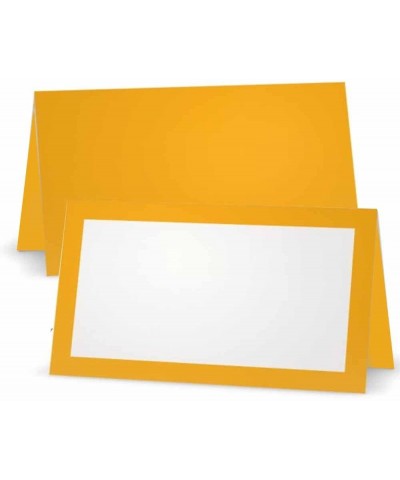 Squash Yellow Place Cards - Flat or Tent - 10 or 50 Pack - White Blank Front with Color Border - Placement Table Name Seating...