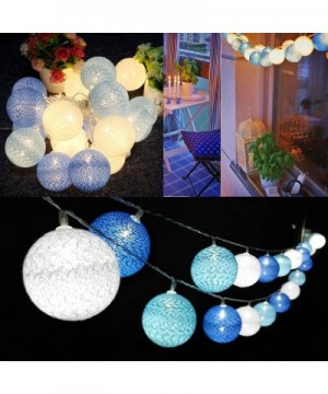 Cotton Ball String Lights - 3M 20LED Blue/White Ball String Lights- Battery or USB Powered Cotton Ball String Light Indoor De...