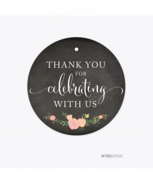 Chalkboard Floral Party Wedding Collection- Round Circle Gift Tags- Thank You for Celebrating with US- 24-Pack - Tags Round T...