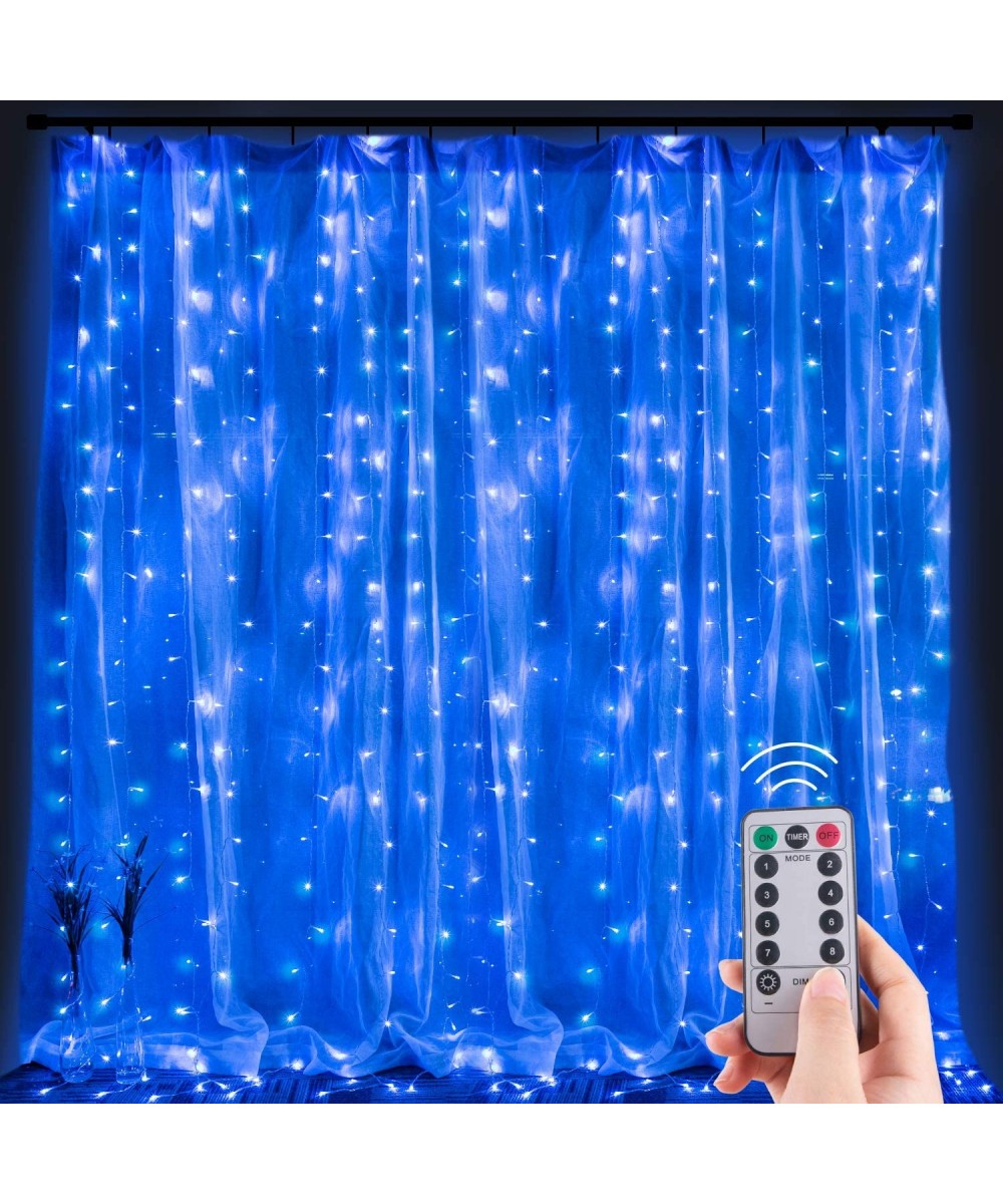 Hanging Window Curtain Lights 9.8 Feet Dimmable- Connectable with 300 LED- Remote- 8 Lighting Modes- Timer for Bedroom Wall P...