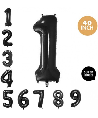 40" Black Number Digit Balloons Aluminum Foil Film Mylar Balloon New Year Engagement Birthday Party Anniversary(40"-Number 1)...