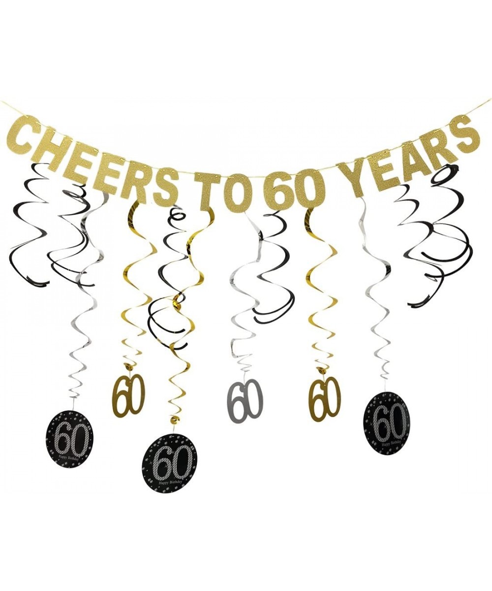 60th Birthday Party Decorations KIT - Cheers to 60 Years Banner Swirls for Women Men 60th Birthday Party Decorations - Cheers...