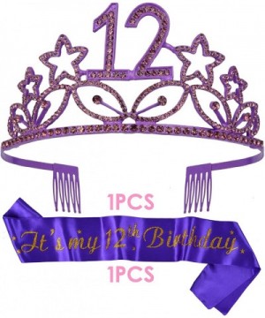 12th Birthday Gifts for Girl- 12th Birthday Tiara and Sash Purple- HAPPY 12th Birthday Party Supplies- 12 & Fabulous Glitter ...