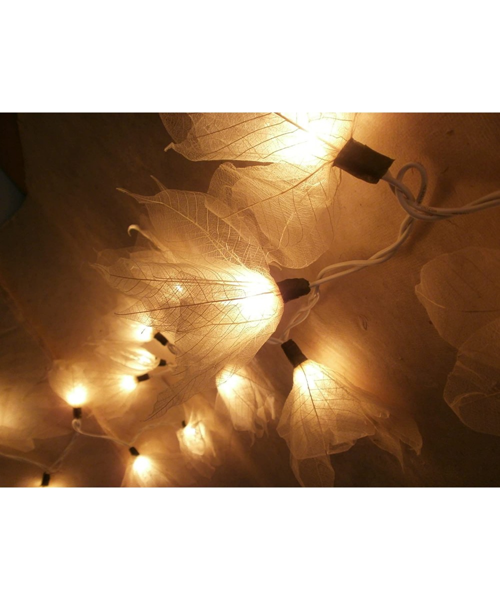 Natural Cream Flower Leaf String Lights 9-foot Long UL listed - C9118IX0O5J $21.27 Indoor String Lights