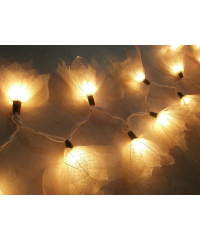 Natural Cream Flower Leaf String Lights 9-foot Long UL listed - C9118IX0O5J $21.27 Indoor String Lights