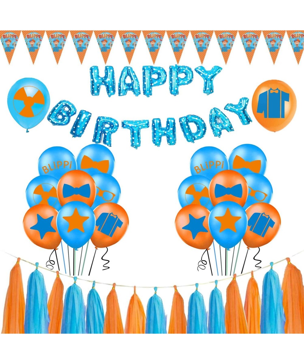 Blippi Birthday Party Supplies Balloons for Kids Birthday Party with Blippi Balloons Birthdays Banner Tassel Blippi Theme Par...