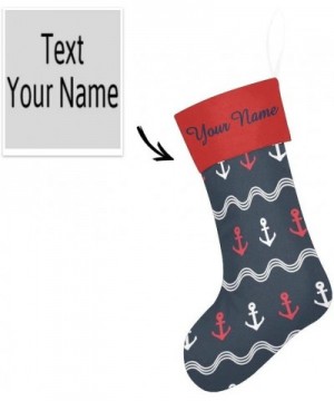 Christmas Stocking Custom Personalized Name Text Nautical Anchor Navy for Family Xmas Party Decor Gift 17.52 x 7.87 Inch - Mu...