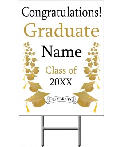 Gold MORTARBOARDS Graduation Yard Sign (Each) Customized - Yard Sign - CI18CI95OEK $20.07 Banners & Garlands