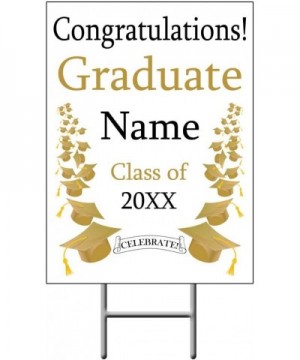 Gold MORTARBOARDS Graduation Yard Sign (Each) Customized - Yard Sign - CI18CI95OEK $20.07 Banners & Garlands