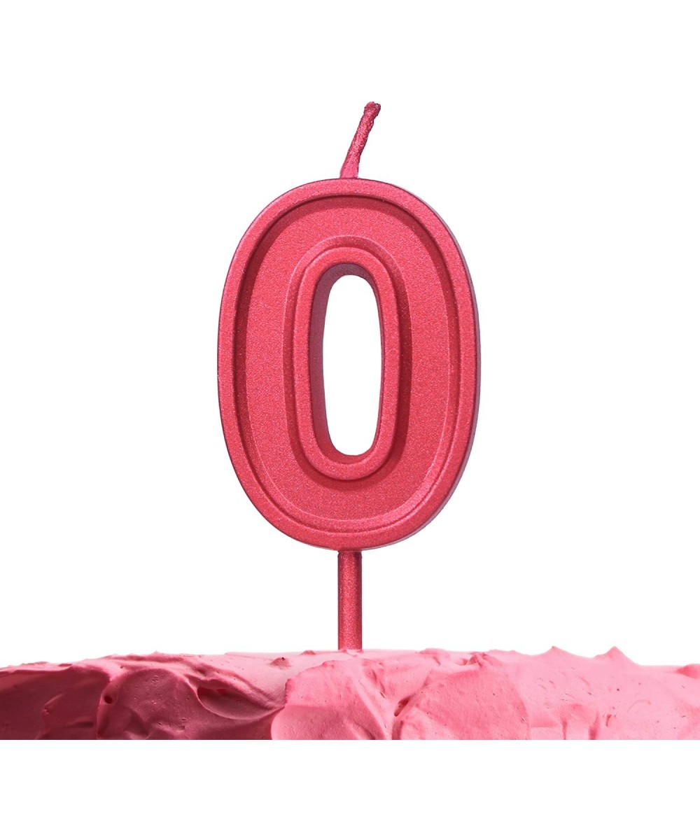 Number 0 Birthday Candle - Red Number Zero Candle on Stick - Elegant Red Number Candles for Birthday Anniversary Wedding - Pe...