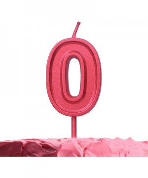 Number 0 Birthday Candle - Red Number Zero Candle on Stick - Elegant Red Number Candles for Birthday Anniversary Wedding - Pe...