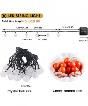 Solar Globe String Lights 2 Pack 30 LED 19.8ft Outdoor Crystal Ball Christmas Decoration Light Waterproof Solar Patio Lights ...