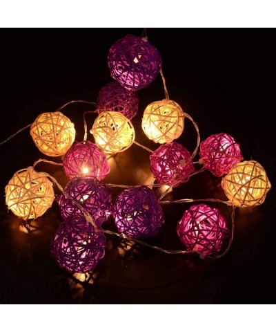 10FT/3M 30LED Purple White Battery Operated Rattan Ball LED String Fairy Light - Purple White - CM12L0W5UY9 $10.20 Indoor Str...