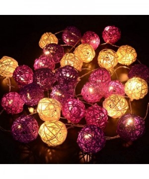 10FT/3M 30LED Purple White Battery Operated Rattan Ball LED String Fairy Light - Purple White - CM12L0W5UY9 $10.20 Indoor Str...