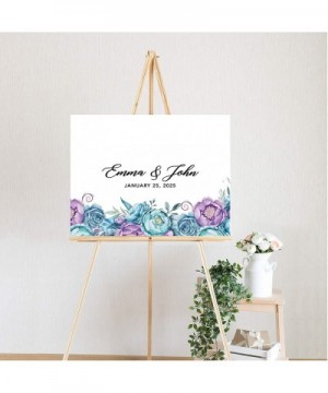 Custom Large Wedding Canvas Guestbook Alternative- 16 x 20 Inches- Purple & Blue Floral Peonies- Horizontal- Personalized Sig...