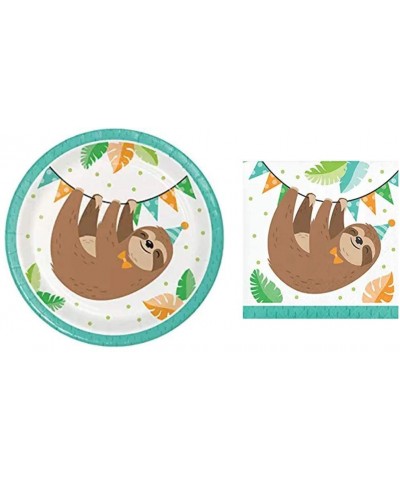 Sloth Party Dessert Plates (16) and Beverage Napkin (16) Bundle - C718XMS8Q29 $7.29 Tableware