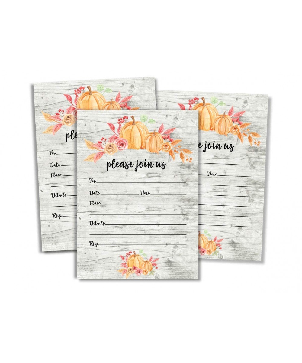 50 Rustic Pumpkin Invitations and Envelopes (Large Size 5x7) - Baby Shower - Birthday Party - Any Occasion - Fall- Halloween-...