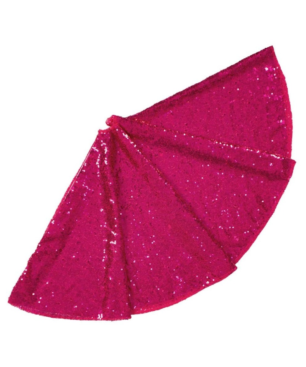 Sequin Christmas Tree Skirt 36Inch Hot Pink Tree Skirt Ornaments Decoration Tree Skirt Dress Used Party Fuchsia Tree Skirt Wh...