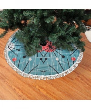 Xmas Tree Skirt 48" Inch-Mid-Century Modern Partten White Tassel Edge Country Christmas Tree Skirts for Party Holiday Decorat...