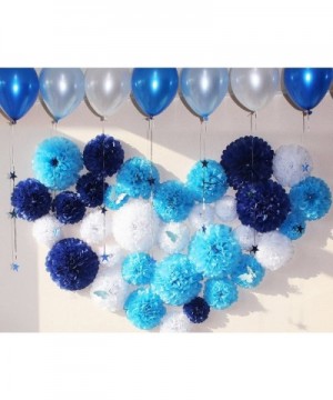 Blue Tissue Paper Pom Poms Flowers Party Decorations Backdrop- 20 pcs - blue - CR184G60IUR $11.54 Banners & Garlands