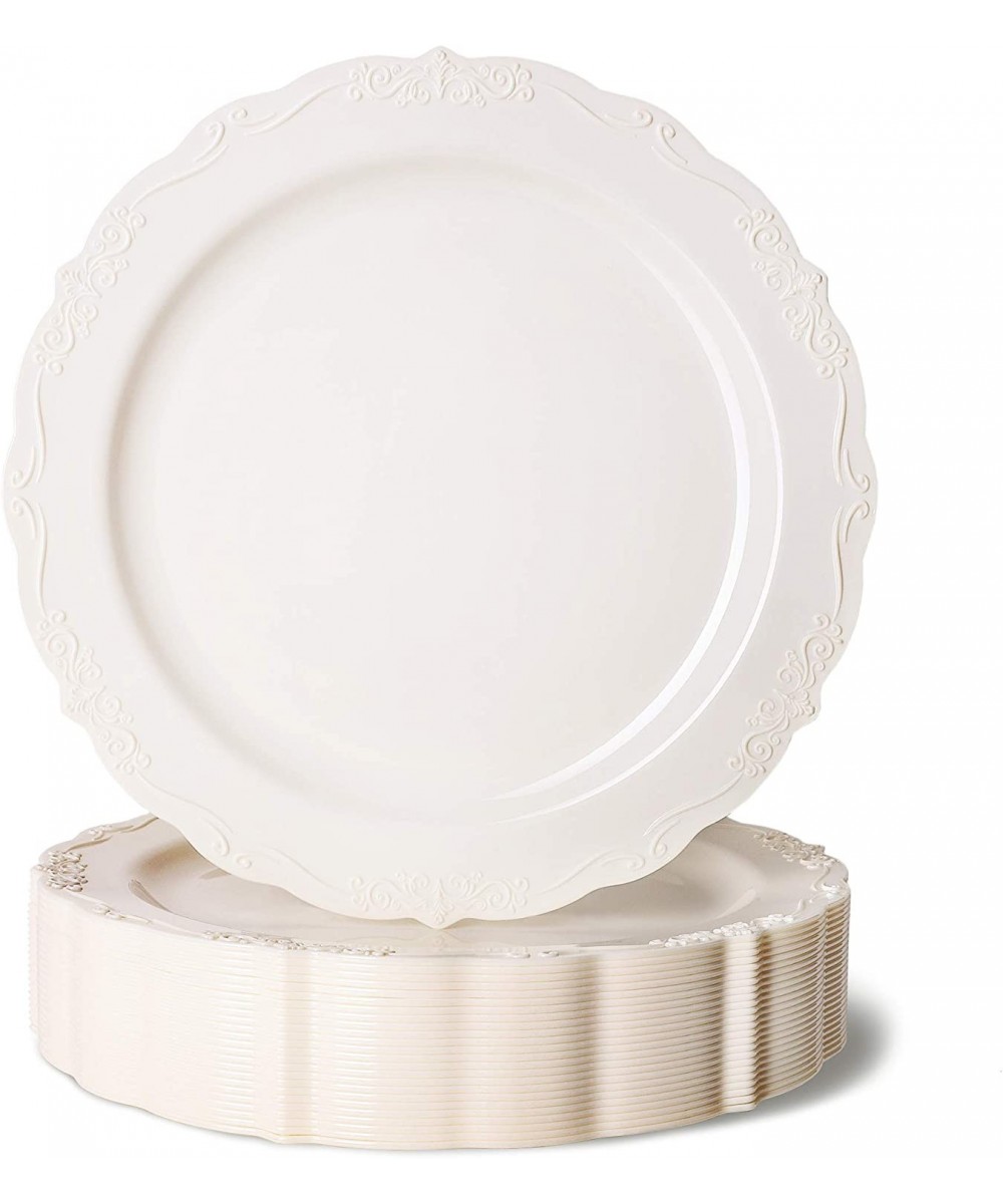 Wedding Dinnerware- White Plastic Plates (7.5 x 7.5 In- 25-Pack) - CX18H06Y3HG $10.57 Tableware