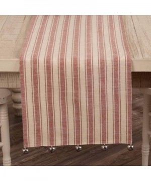 Sleigh Bells Ring Ticking Stripe Table Runner- 36" Long- Farmhouse Christmas Red & Cream w/Bells- Christmas- Country Holiday ...