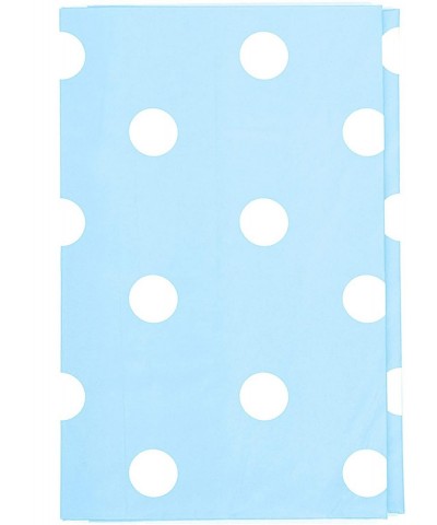 Table Cloth- 12 Pack- Light Blue Polka Dot- 54" x 108"- Rectangular Waterproof Plastic Tablecloth- Reusable Heavy Duty Polyes...