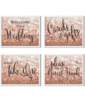 Unframed Wedding Party Signs- 8.5x11-inch- Glitzy Rose Gold Glitter- Welcome to Our Wedding- Cards and Gifts- Please Take One...