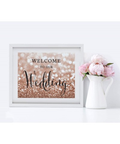 Unframed Wedding Party Signs- 8.5x11-inch- Glitzy Rose Gold Glitter- Welcome to Our Wedding- Cards and Gifts- Please Take One...