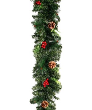 6 Feet Christmas Garland Pine Cones- and Red Berries Artificial Pine Wreath Garland Xmas Decorations (6 ft- Without Light) - ...