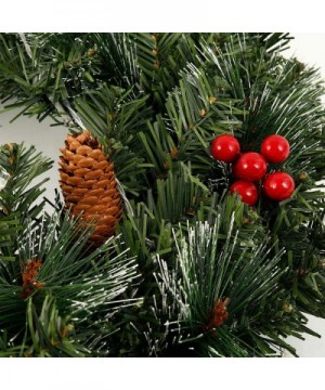 6 Feet Christmas Garland Pine Cones- and Red Berries Artificial Pine Wreath Garland Xmas Decorations (6 ft- Without Light) - ...