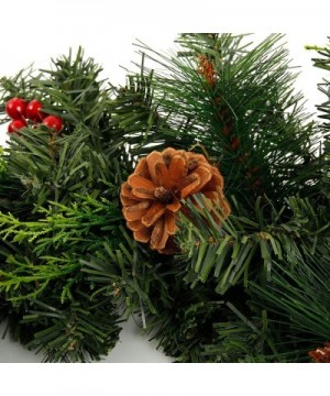 6 Feet Christmas Garland Pine Cones- and Red Berries Artificial Pine Wreath Garland Xmas Decorations (6 ft- Without Light) - ...