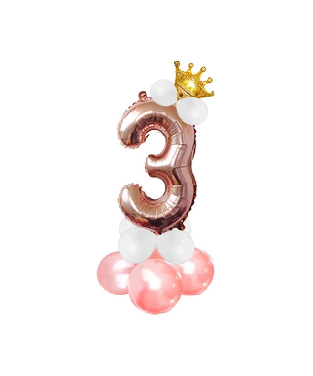 Large Size Crown Rose Gold Foil Number Balloons- Automatic Sealing- Can be Combined- Can be Used As Helium Balloons- Birthday...