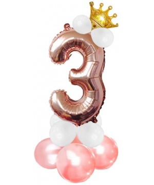 Large Size Crown Rose Gold Foil Number Balloons- Automatic Sealing- Can be Combined- Can be Used As Helium Balloons- Birthday...