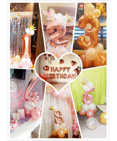 Large Size Crown Rose Gold Foil Number Balloons- Automatic Sealing- Can be Combined- Can be Used As Helium Balloons- Birthday...